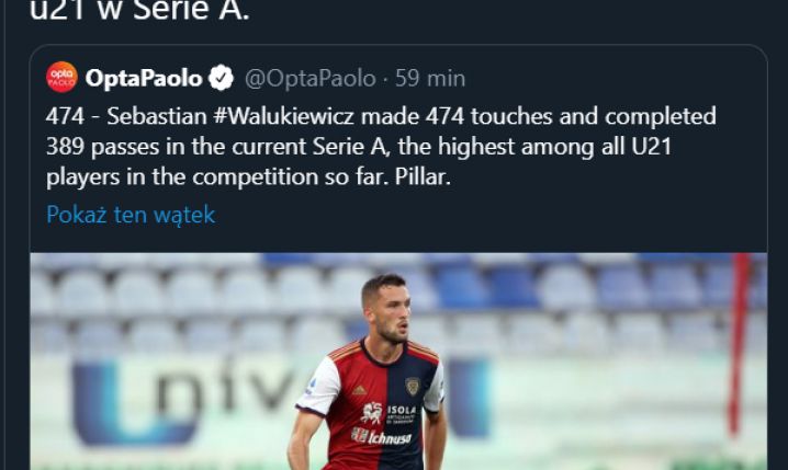 POD TYM WZGLĘDEM Walukiewicz jest najlepszym graczem U21 w Serie A!